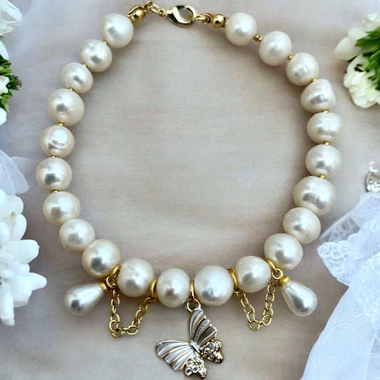 Chunky pearl butterfly bracelet