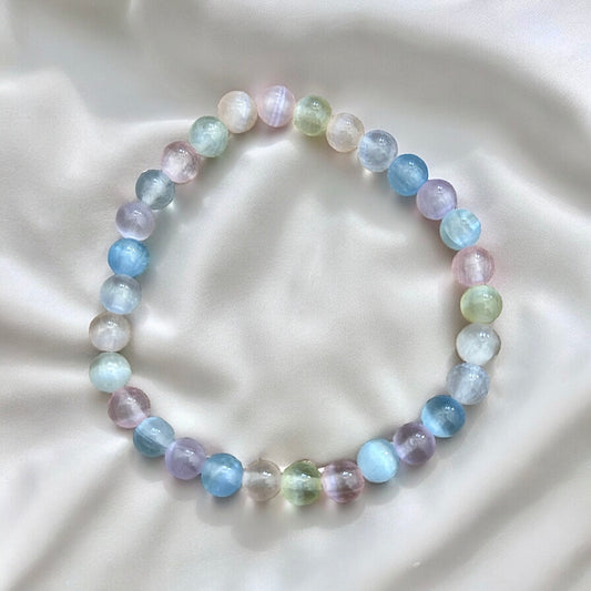 Pastel selenite beaded bracelet