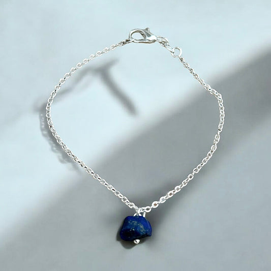 Lapis Lazuli raw crystal bracelet silver