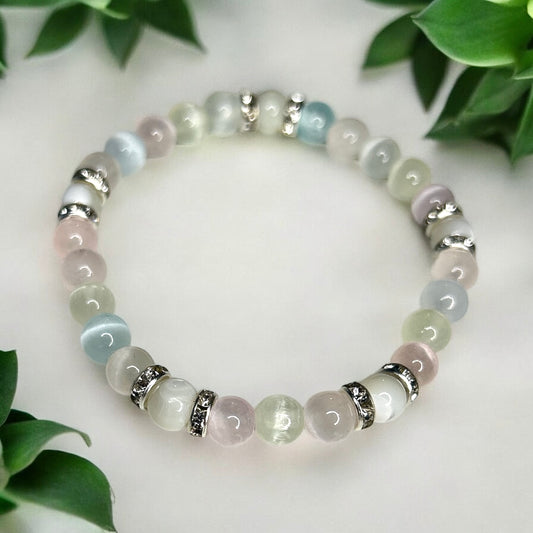 Selenite & mother of pearl bracelet