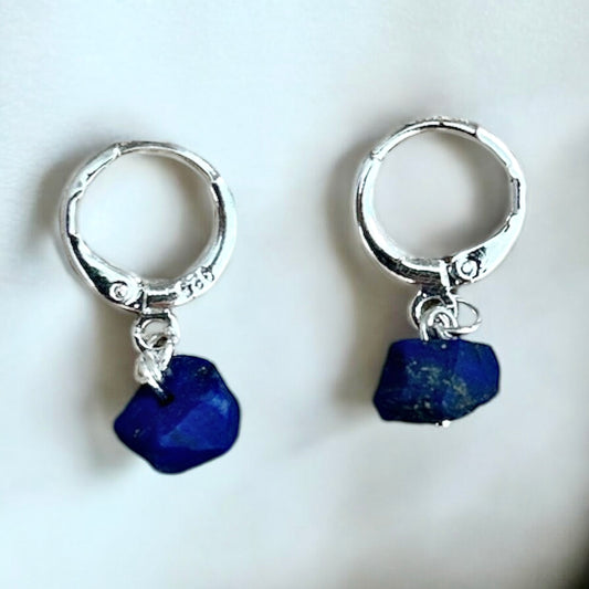 Lapis Lazuli huggies silver