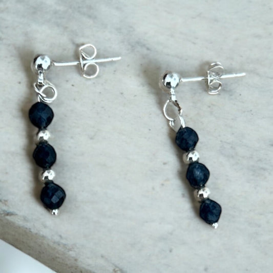 Sapphire & Sterling silver drop earrings