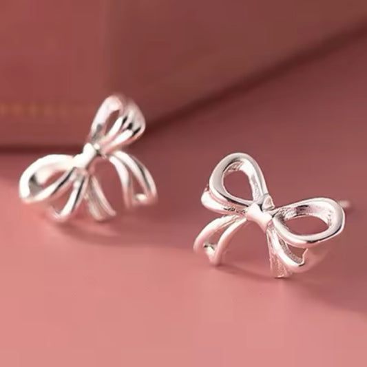 925 silver bow stud earrings