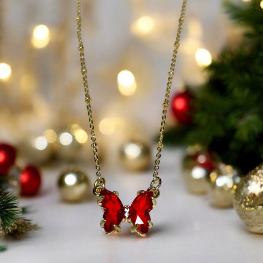 Red butterfly necklace