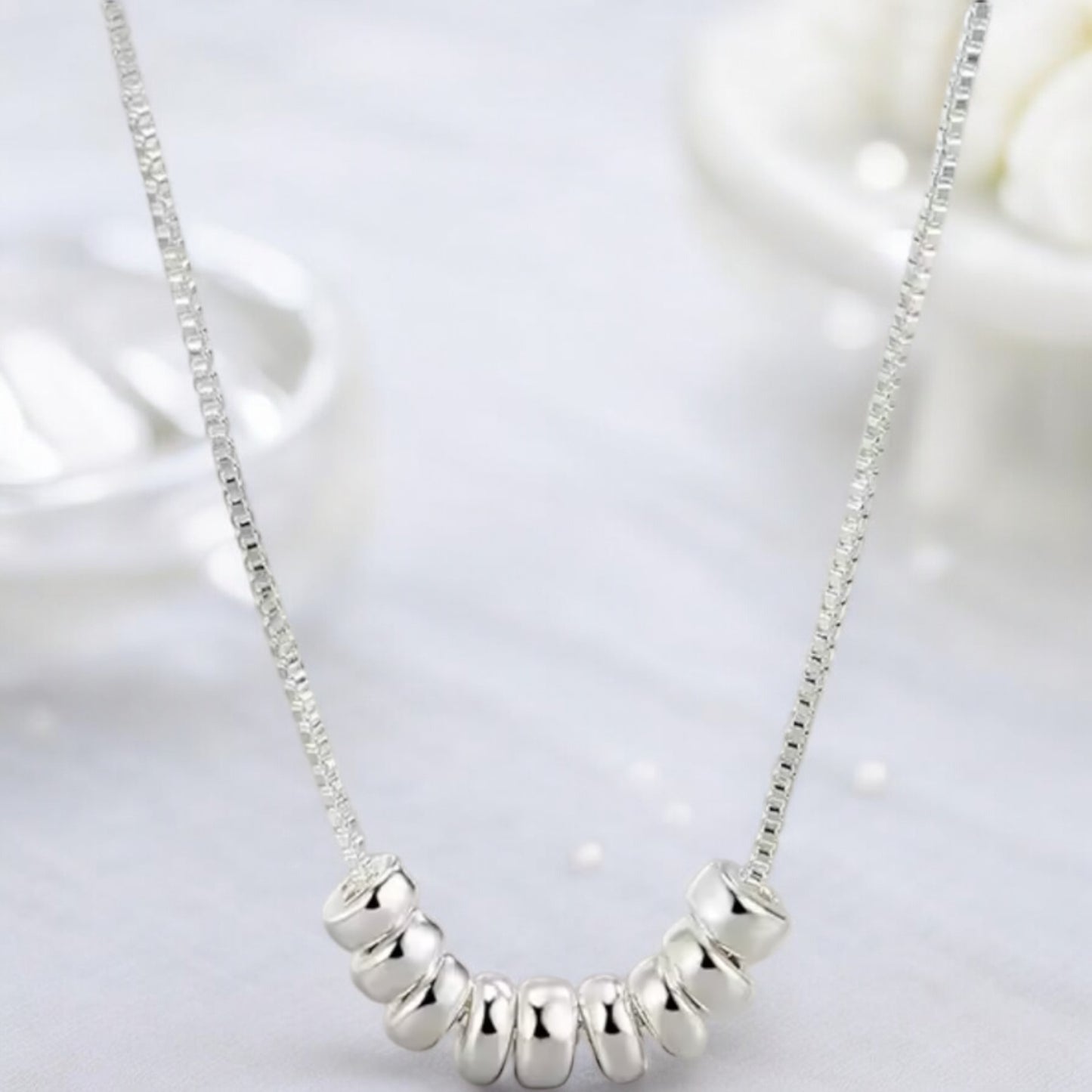 Sterling silver multi hoop charm necklace