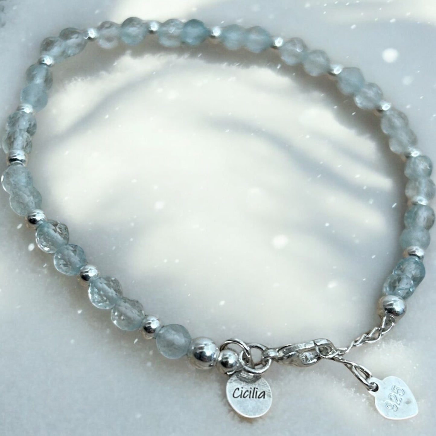 Blue Topaz & Sterling silver beaded bracelet