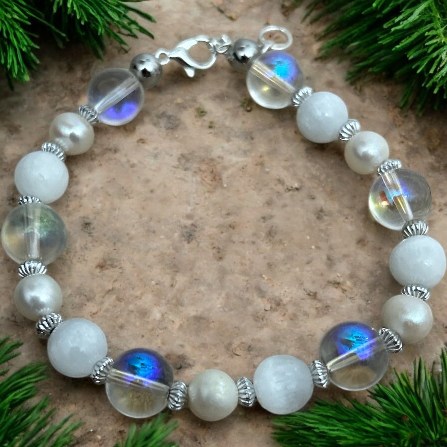 Aurora white beaded bracelet